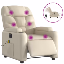 vidaXL Poltrona Massaggiante Elettrica Reclinabile Crema Similpelle - Vista aggiuntiva 2