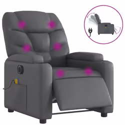 Poltrona Massaggiante Elettrica Reclinabile Grigio Similpellecod mxl 109083 - Vista aggiuntiva 2