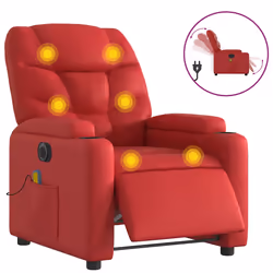 Poltrona Massaggio Elettrica Reclinabile Rosso Similpellecod mxl 109084 - Vista aggiuntiva 2