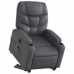 Poltrona Alzapersona Reclinabile Massaggio Grigio Similpellecod mxl 117051 - Vista aggiuntiva 3