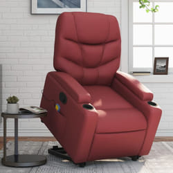 Vidaxl - Poltrona Alzapersone Massaggi Reclinabile Rosso Vino Similpelle 54633