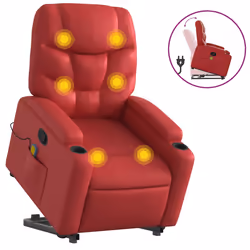 Poltrona Alzapersona Reclinabile Massaggio Rosso in Similpellecod mxl 133059 - Vista aggiuntiva 2