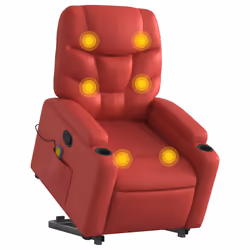 Poltrona Alzapersona Reclinabile Massaggio Rosso in Similpellecod mxl 133059 - Vista aggiuntiva 3