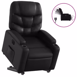 Poltrona Alzapersona Reclinabile Elettrica Nera in Similpellecod mxl 133060 - Vista aggiuntiva 2