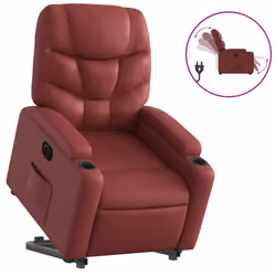 Poltrona Alzapersona Reclinabile Rosso Vino in Similpellecod mxl 85129 - Vista aggiuntiva 2