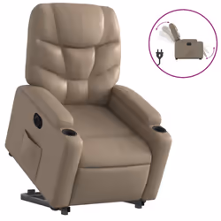 vidaXL Poltrona Alzapersona Reclinante Elettrica Cappuccino Similpelle - Vista aggiuntiva 2