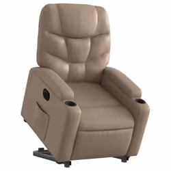 vidaXL Poltrona Alzapersona Reclinante Elettrica Cappuccino Similpelle - Vista aggiuntiva 3