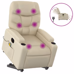 Poltrona Alzapersona Elettrica Reclinabile Crema in Similpellecod mxl 109089 - Vista aggiuntiva 2