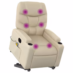 Poltrona Alzapersona Elettrica Reclinabile Crema in Similpellecod mxl 109089 - Vista aggiuntiva 3