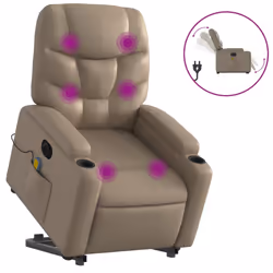 Poltrona Alzapersona Massaggio Elettrica Cappuccino Similpellecod mxl 133062 - Vista aggiuntiva 2