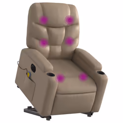 Poltrona Alzapersona Massaggio Elettrica Cappuccino Similpellecod mxl 133062 - Vista aggiuntiva 3