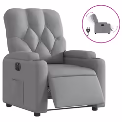 vidaXL Poltrona Elettrica Reclinabile Grigio Chiaro in Tessuto - Vista aggiuntiva 2