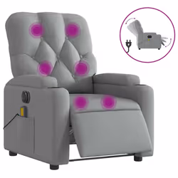 Poltrona Reclinabile Massaggio Elettrica Grigio Chiaro Tessutocod mxl 133014 - Vista aggiuntiva 2