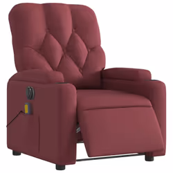 vidaXL Poltrona Massaggiante Reclinabile Elettrica Rosso Vino Tessuto - Vista aggiuntiva 3