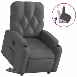 vidaXL Poltrona Alzapersona Reclinabile Grigio Scuro in Tessuto - Vista aggiuntiva 2