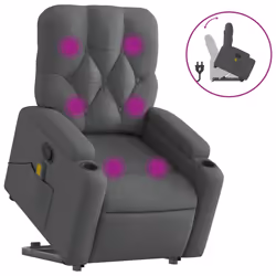 Poltrona Alzapersona Massaggi Reclinabile Grigio Scuro Tessutocod mxl 132874 - Vista aggiuntiva 2