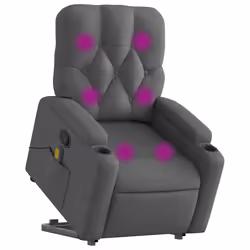 Poltrona Alzapersona Massaggi Reclinabile Grigio Scuro Tessutocod mxl 132874 - Vista aggiuntiva 3