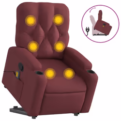 Poltrona Alzapersona Massaggio Reclinabile Rosso Vino Tessutocod mxl 84947 - Vista aggiuntiva 2