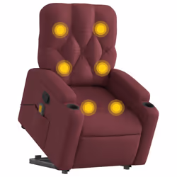 Poltrona Alzapersona Massaggio Reclinabile Rosso Vino Tessutocod mxl 84947 - Vista aggiuntiva 3
