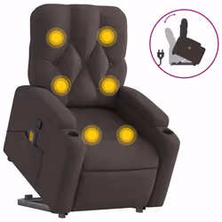 vidaXL Poltrona Alzapersona Massaggi Reclinabile Marrone Scuro Tessuto - Vista aggiuntiva 2