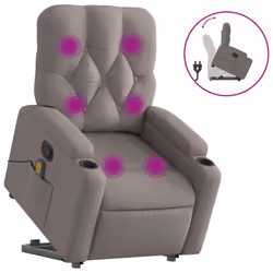 Poltrona Alzapersona Massaggiante Reclinabile Tortora Tessutocod mxl 108902 - Vista aggiuntiva 2