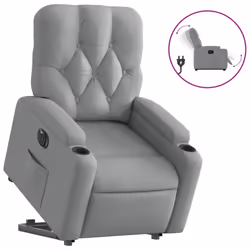 vidaXL Poltrona Reclinante Alzapersona Elettrica Grigio Chiaro Tessuto - Vista aggiuntiva 2