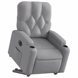 vidaXL Poltrona Reclinante Alzapersona Elettrica Grigio Chiaro Tessuto - Vista aggiuntiva 3