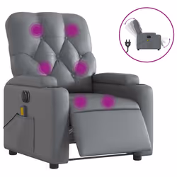 Poltrona Massaggiante Elettrica Reclinabile Grigio Similpellecod mxl 133021 - Vista aggiuntiva 2