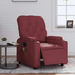 vidaXL Poltrona Massaggiante Reclinabile Rosso Vino in Similpelle