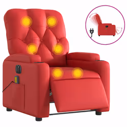 vidaXL Poltrona Massaggio Elettrica Reclinabile Rosso Similpelle - Vista aggiuntiva 2