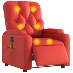 vidaXL Poltrona Massaggio Elettrica Reclinabile Rosso Similpelle - Vista aggiuntiva 3
