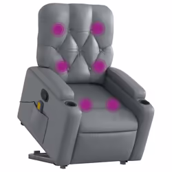 Poltrona Alzapersona Reclinabile Massaggio Grigio Similpellecod mxl 132896 - Vista aggiuntiva 3