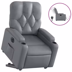 Poltrona Alzapersona Reclinabile Grigio in Similpellecod mxl 133035 - Vista aggiuntiva 2