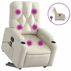 Poltrona Alzapersona Elettrica Reclinabile Crema in Similpellecod mxl 133045 - Vista aggiuntiva 2