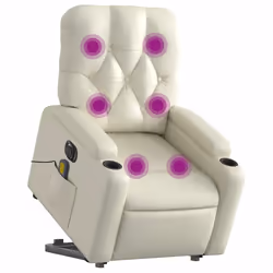 Poltrona Alzapersona Elettrica Reclinabile Crema in Similpellecod mxl 133045 - Vista aggiuntiva 3