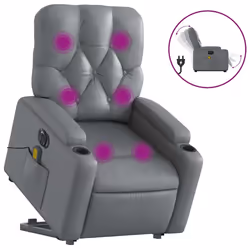 Poltrona Alzapersona Elettrica Reclinabile Grigio in Similpellecod mxl 133043 - Vista aggiuntiva 2