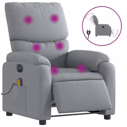 Poltrona Reclinabile Massaggio Elettrica Grigio Chiaro Tessutocod mxl 133225 - Vista aggiuntiva 2
