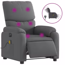 vidaXL Poltrona Reclinabile Massaggio Elettrica Grigio Scuro Tessuto - Vista aggiuntiva 2