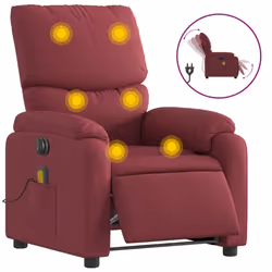 Poltrona Massaggiante Reclinabile Elettrica Rosso Vino Tessutocod mxl 109251 - Vista aggiuntiva 2