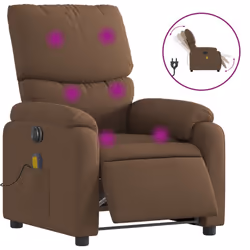 Poltrona Massaggiante Reclinabile Elettrica Marrone in Tessutocod mxl 85284 - Vista aggiuntiva 2