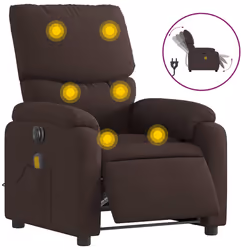 Poltrona Massaggio Reclinabile Elettrica Marrone Scuro Tessutocod mxl 109252 - Vista aggiuntiva 2