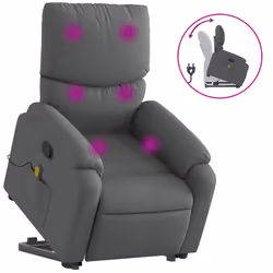 Poltrona Alzapersona Massaggi Reclinabile Grigio Scuro Tessutocod mxl 85287 - Vista aggiuntiva 2