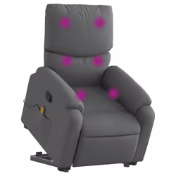 Poltrona Alzapersona Massaggi Reclinabile Grigio Scuro Tessutocod mxl 85287 - Vista aggiuntiva 3