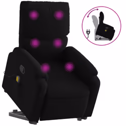 Poltrona Alzapersona Massaggiante Reclinabile Nera in Tessutocod mxl 133229 - Vista aggiuntiva 2