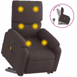 Poltrona Alzapersona Massaggi Reclinabile Marrone Scuro Tessutocod mxl 109256 - Vista aggiuntiva 2