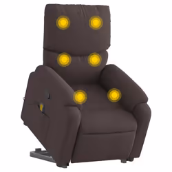 Poltrona Alzapersona Massaggi Reclinabile Marrone Scuro Tessutocod mxl 109256 - Vista aggiuntiva 3