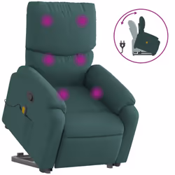 Poltrona Alzapersona Massaggiante Verde Scuro in Tessutocod mxl 85289 - Vista aggiuntiva 2