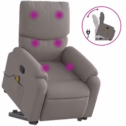 Poltrona Alzapersona Massaggiante Reclinabile Tortora Tessutocod mxl 133230 - Vista aggiuntiva 2