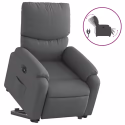 Poltrona Alzapersona Reclinabile Elettrica Grigio Scuro Tessutocod mxl 85290 - Vista aggiuntiva 2