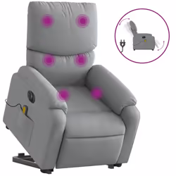 Poltrona Alzapersona Massaggi Elettrica Grigio Chiaro Tessutocod mxl 109259 - Vista aggiuntiva 2